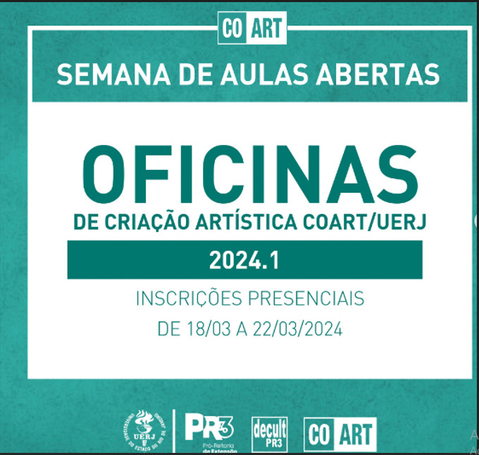 Inscrições abertas para as oficinas de criação Artística da COART/ UERJ
