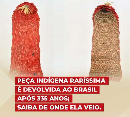 Manto Tupinambá que estava na Dinamarca volta ao Brasil após 335 anos