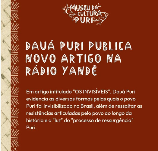 Dauá Puri publica novo artigo na Rádio Yandê