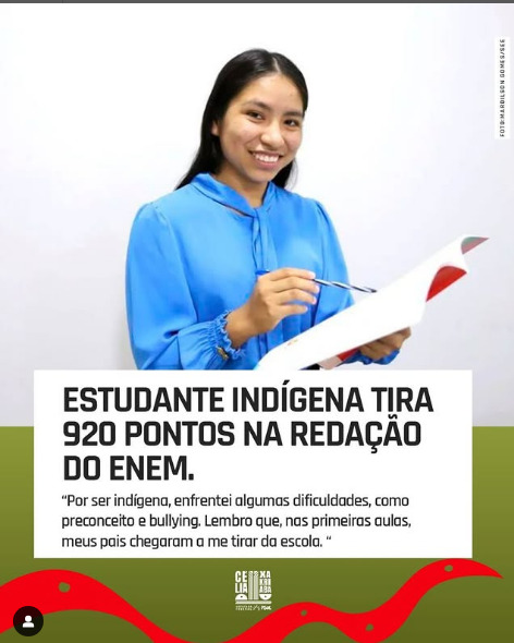 Estudante indígena tira 920 pontos do ENEM