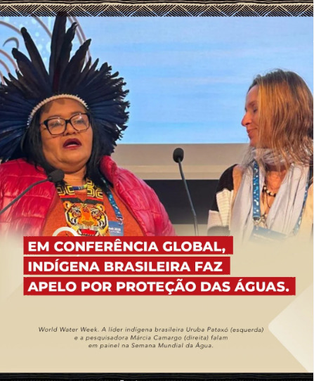 Em conferência global, indígena brasileira faz apelo por proteção das águas