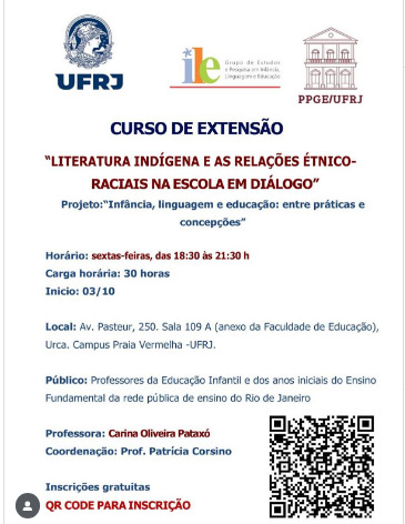 Curso de extensão: “Literatura Indígena e as relações étnico-raciais na escola em diálogo”