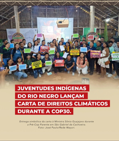 Juventudes indígenas do Rio Negro lançam Carta de Direitos Climáticos durante a COP30