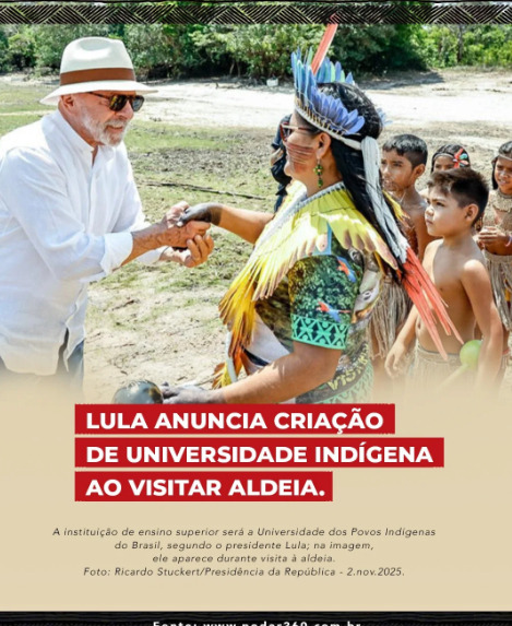 Lula anuncia criação de universidade indígena ao visitar aldeia