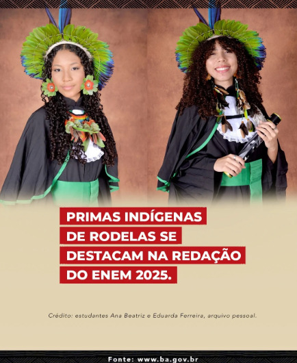 Primas indígenas de Rodelas se destacam na Redação do Enem 2025