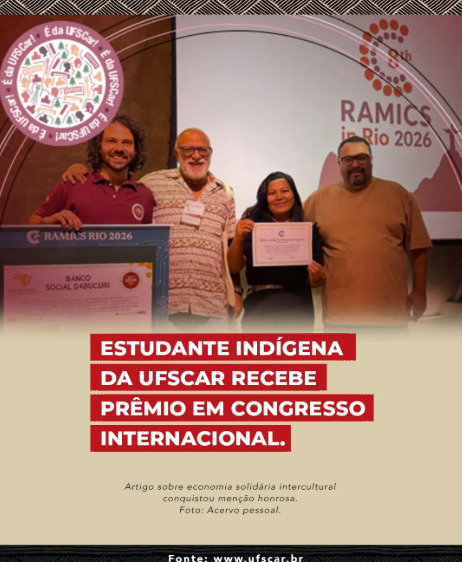 Estudante indígena da UFSCar recebe prêmio em congresso internacional